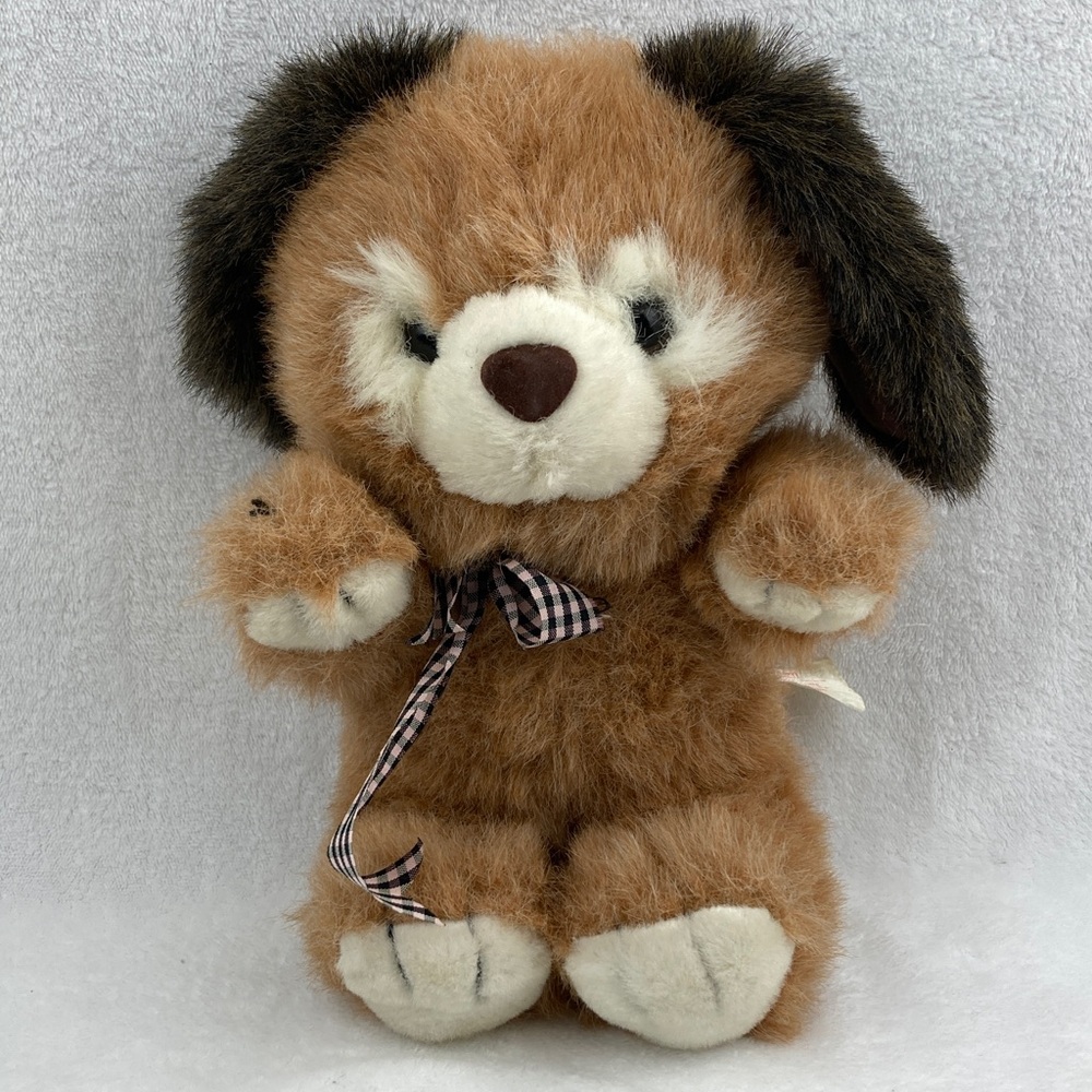 Fairview VTG 1990 Brown and White Plush Stuffed Animal Toy 13”